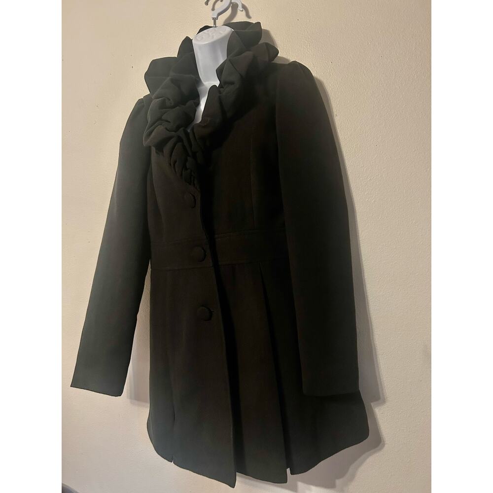 Jou Jou black Wool Lined Double-Breasted Pea Coat NWOT Size Large WMNS - Picture 2 of 16